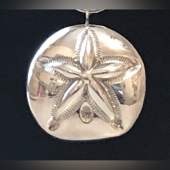 Silver Plated Necklace with Silver Sand Dollar Pendant/Brooch - Picture 2 of 13